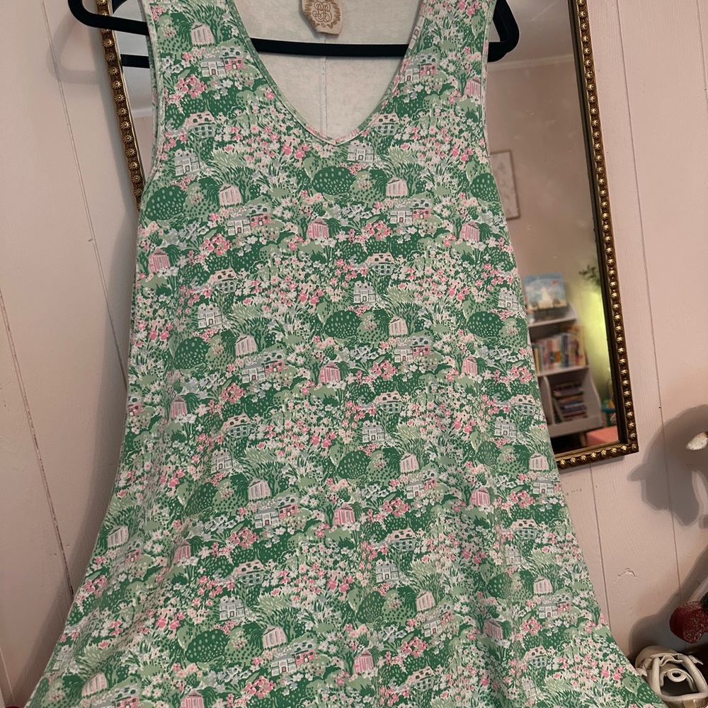 The Beaufort Bonnet Company Green and Pink Mini Dress
